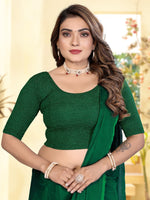 Load image into Gallery viewer, Elegant Green Lycra Stitched Saree Blouse Ready Made &amp; Ready to Wear