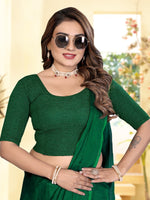 Load image into Gallery viewer, Elegant Green Lycra Stitched Saree Blouse Ready Made &amp; Ready to Wear