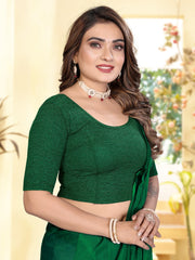 Elegant Green Lycra Stitched Saree Blouse Ready Made & Ready to Wear