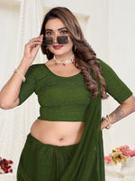 Load image into Gallery viewer, Charming Olive Lycra Stitched Saree Blouse Ready Made &amp; Ready to Wear