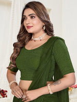 Load image into Gallery viewer, Charming Olive Lycra Stitched Saree Blouse Ready Made &amp; Ready to Wear