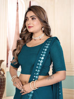 Load image into Gallery viewer, Graceful Teal Lycra Stitched Saree Blouse Ready Made &amp; Ready to Wear