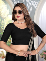 Load image into Gallery viewer, Stylish Crushed Texture Black Readymade Saree Blouse