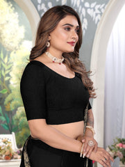 Stylish Crushed Texture Black Readymade Saree Blouse