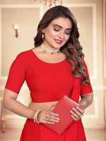 Load image into Gallery viewer, Graceful Crushed Texture Red Readymade Saree Blouse