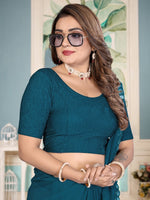 Load image into Gallery viewer, Elegant Crushed Texture Teal Readymade Saree Blouse