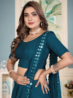 Load image into Gallery viewer, Elegant Crushed Texture Teal Readymade Saree Blouse