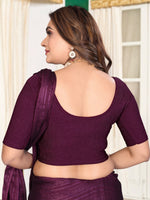 Load image into Gallery viewer, Charming Crushed Texture Wine Readymade Saree Blouse