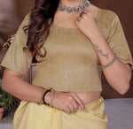 Load image into Gallery viewer, Dark Gold Premium Shimmer Textured Readymade Saree Blouse