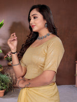 Load image into Gallery viewer, Premium Gold Shimmer Pattern Stretchable Lycra Blouse | Ready Made Saree Blouse