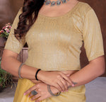 Load image into Gallery viewer, Premium Gold Shimmer Pattern Stretchable Lycra Blouse | Ready Made Saree Blouse