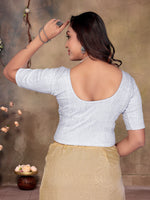 Load image into Gallery viewer, Silver Premium Shimmer Textured Readymade Saree Blouse