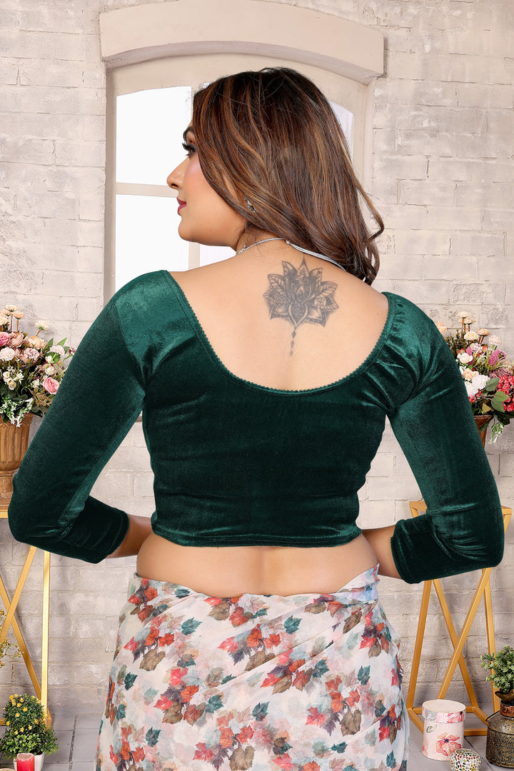 women's readymade Velvet Solid Saree Blouse