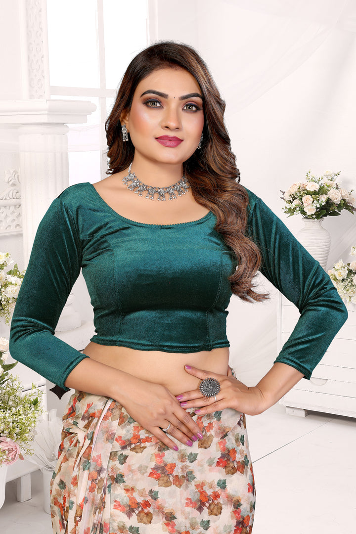 women's readymade Velvet Solid Saree Blouse