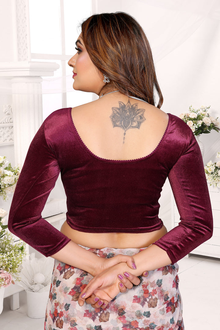 women's readymade Velvet Solid Saree Blouse